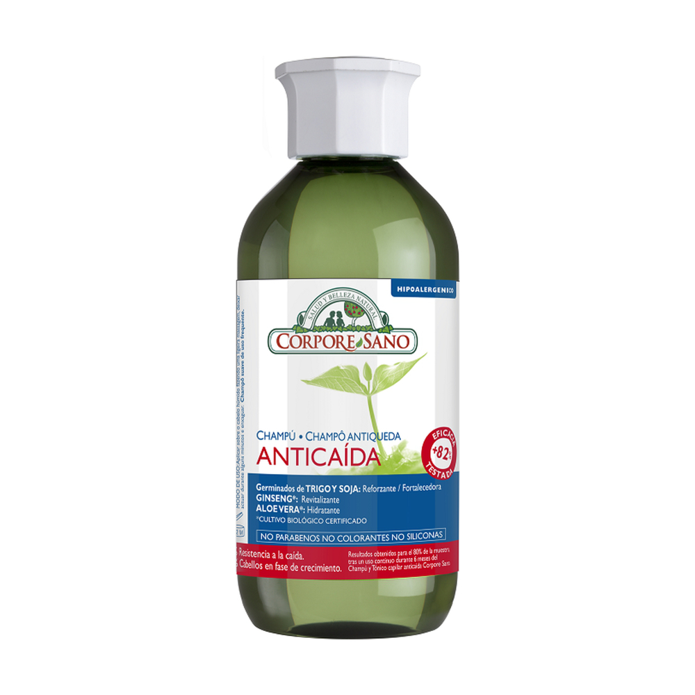 CHAMPU ANTICAIDA GERMEN TRIGO Y SOJA, GINSENG Y ALOE VERA CORPORE SANO / Botella 300+200 ml.